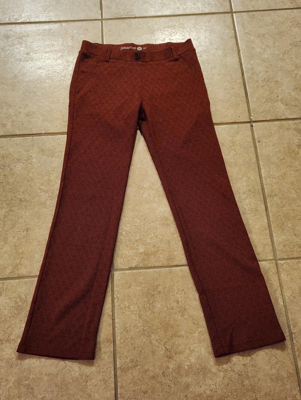 Betabrand Women Rust Micro-Pattern Yoga Dress Pants